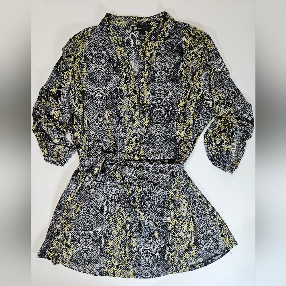 INC Mini Dress Womens Size XL‎ Black Yellow Snakeskin